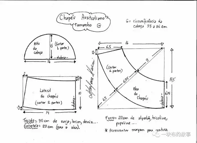 儿童盆帽渔夫帽裁剪图