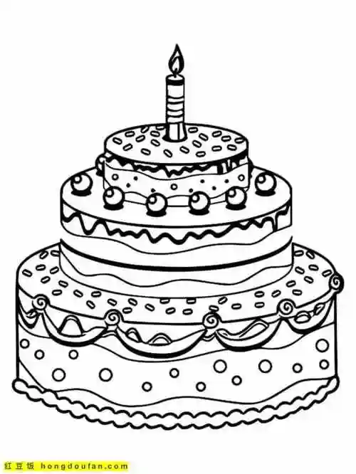 10张难以置信的草莓生日蛋糕卡通涂色简笔画