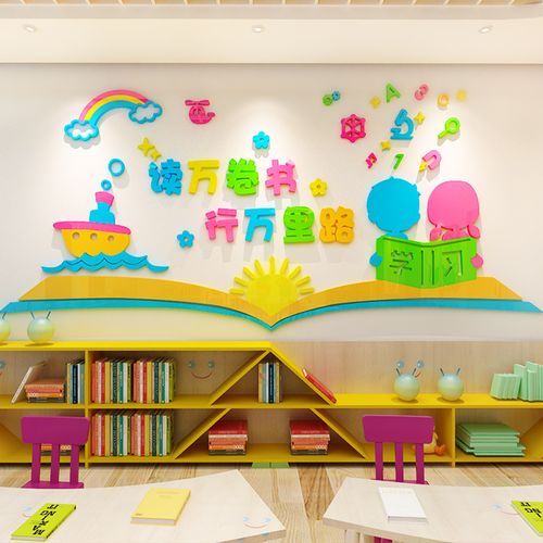 幼儿园阅读区布置小学图书文化主题墙面装饰教室墙贴