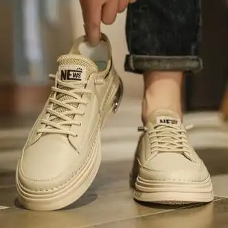 宾他她轻奢品牌一脚蹬男鞋秋季潮流休闲板鞋男士新款感真皮运动小白潮