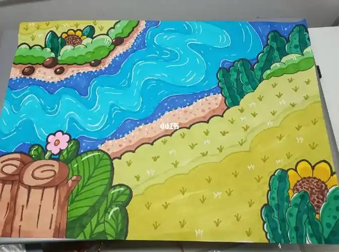 幼儿简笔画小池塘