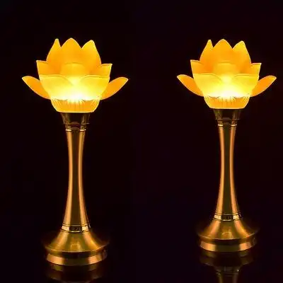 供佛灯琉璃灯铜灯led佛前莲花灯长明灯佛供灯家用佛具纯铜电供.
