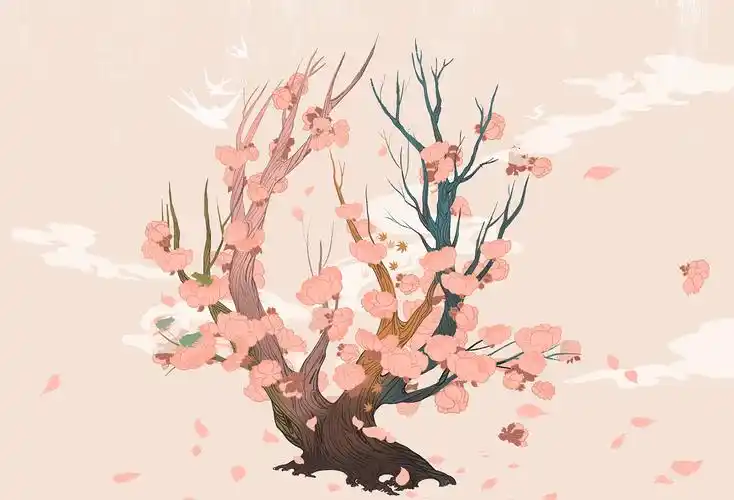 插画 桃花,桃树四季 |插画|商业插画|一粒猕猴桃 - 原创作品 - 站酷