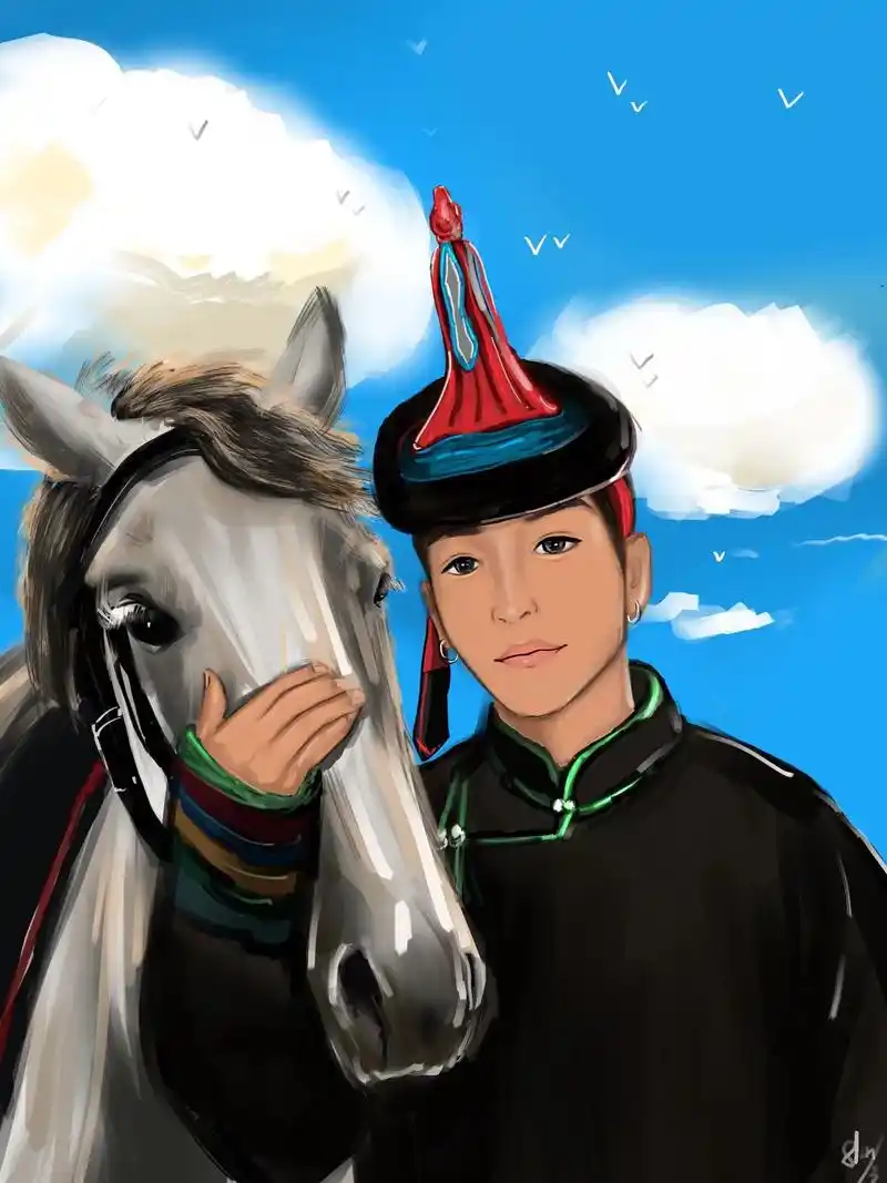 procreate绘画 #插画 #马背上的民族 #蒙古族  - 抖音