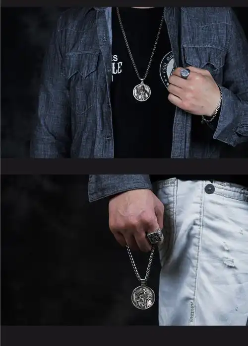 欧美复古斯巴达勇士项链男霸气潮人单身吊坠个性长款挂坠学生饰品