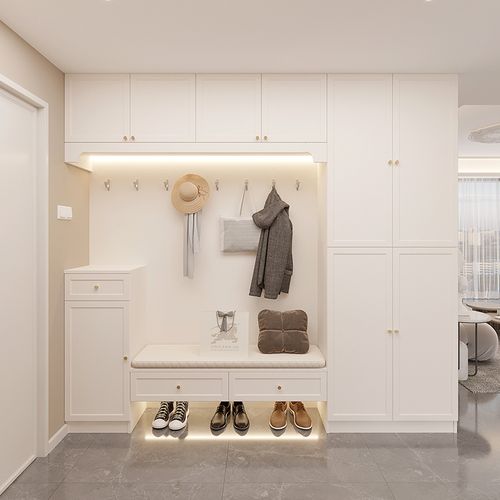 法式入户鞋柜欧式玄关一体靠墙客厅隔断进门鞋柜