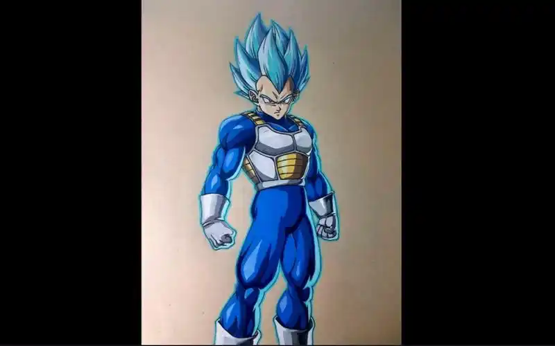 【手绘】【搬运】【龙珠】贝吉塔超赛蓝绘画过程 - timelapse_哔哩