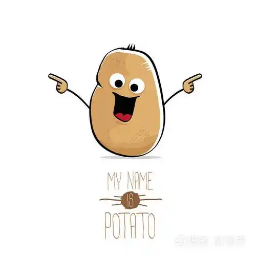 矢量可爱的卡通可爱棕色马铃薯上白色孤立