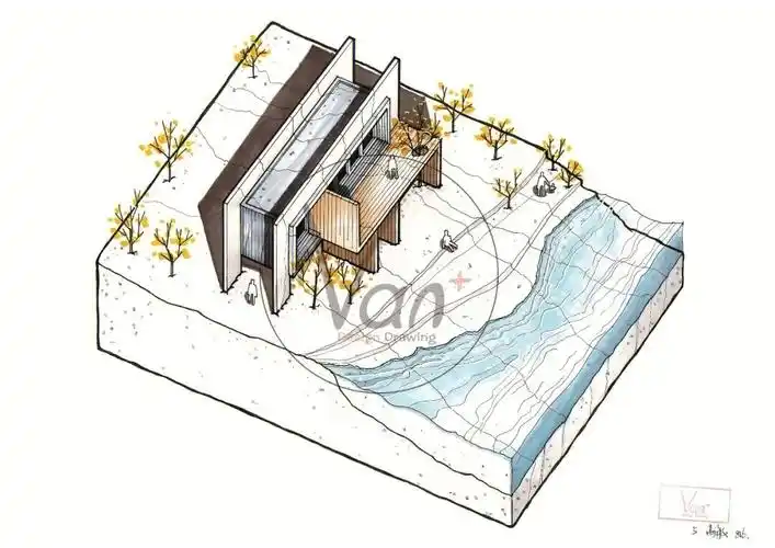 建筑马克笔手绘小清新轴测图