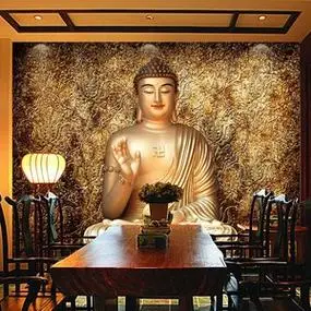 3d如来佛祖佛像墙纸佛堂寺庙壁画玄关屏风客厅释迦牟尼背景墙壁纸