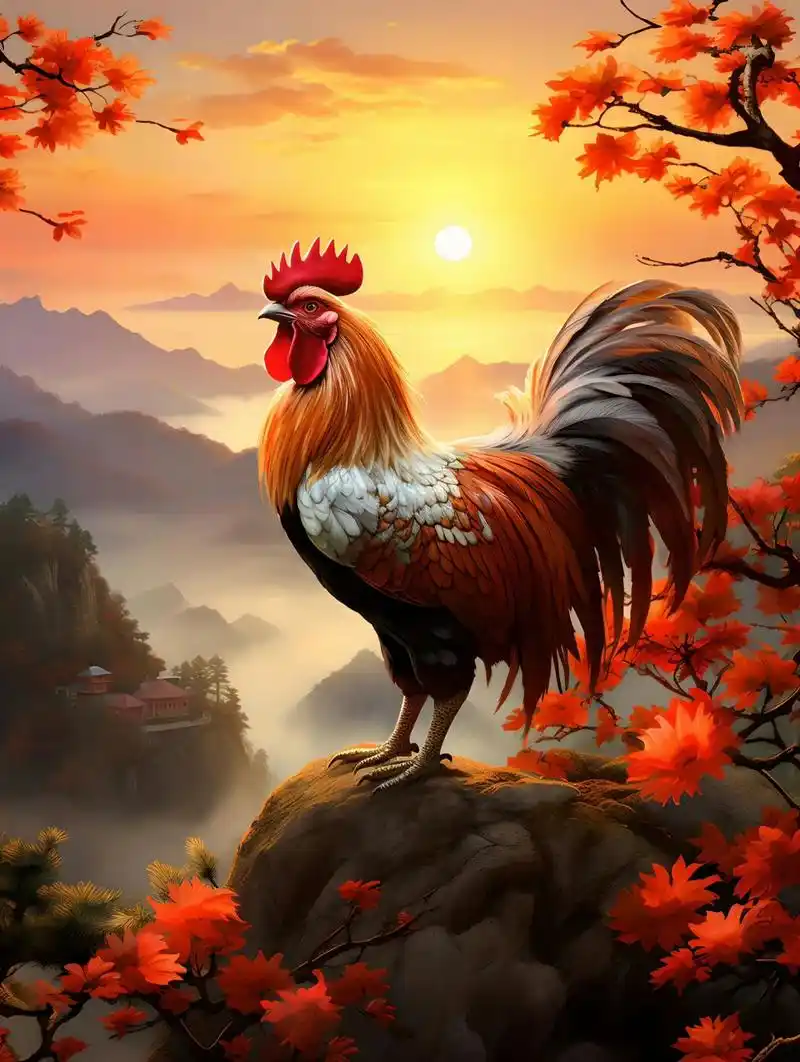 ai创作:一唱雄鸡天下白!可以作为手机壁纸了!