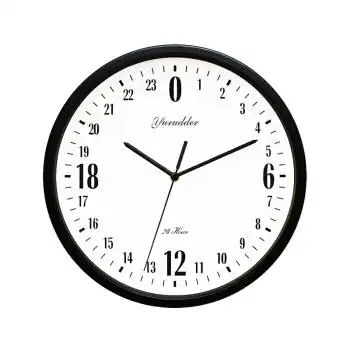 宇舵(yurudder)金属跳秒24小时简约创意石英钟表挂钟客厅12英寸 黑色