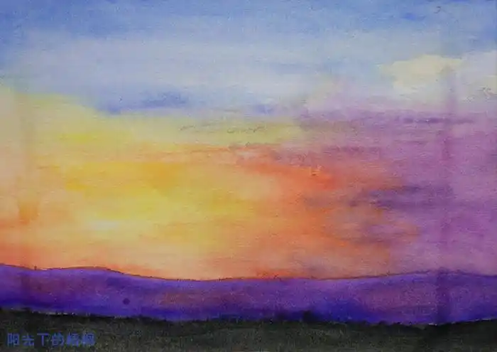 【水彩系列】绚丽多彩的晚霞