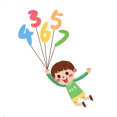 彩色手绘卡通男孩数学元素png素材