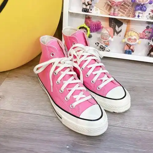 1970s新款芭比粉色搪瓷红玫红色高低帮女鞋帆布鞋172678c-阿里巴巴