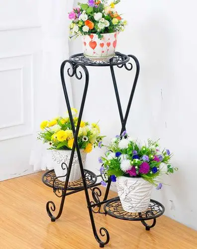 黑色欧式铁艺花架交叉型花盆架子