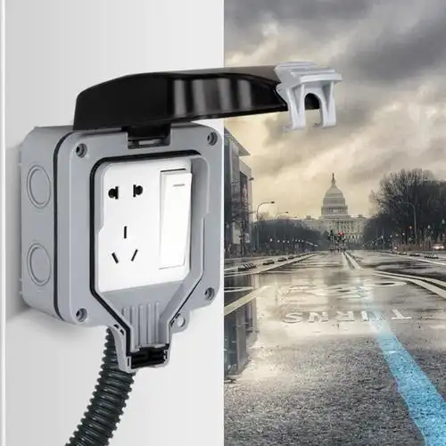 (今日10折)明装户外防水盒插座ip66开关面板防溅电源插防雨插座港澳英