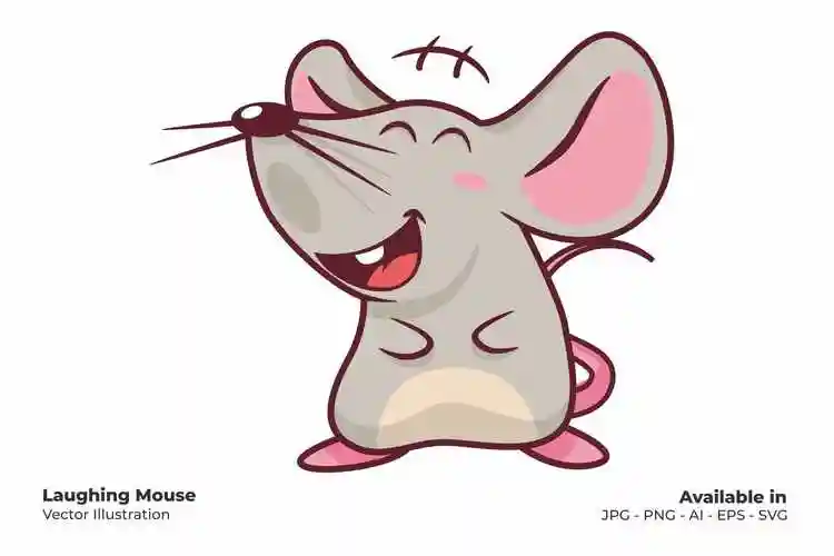 大笑老鼠动物卡通插画矢量素材laughingmouse