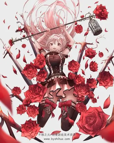 红玫瑰主题 二次元cg少女风插画壁纸图片分享 776p