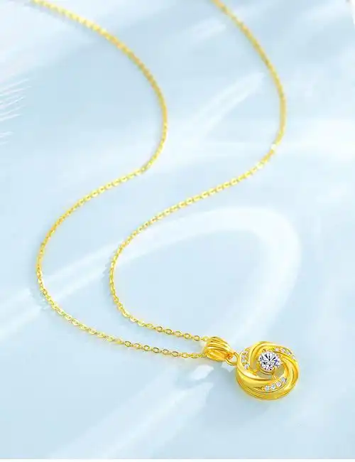 老鳯祥云同款黄金项链女足金999圆环金吊坠送女友妈妈生日礼物 纯金