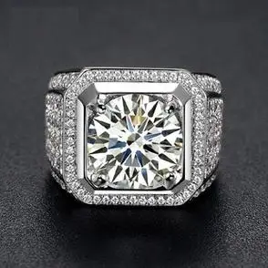 款满天星戒指5克拉pt950铂金进口莫桑石群镶满钻男戒奢华大气经典