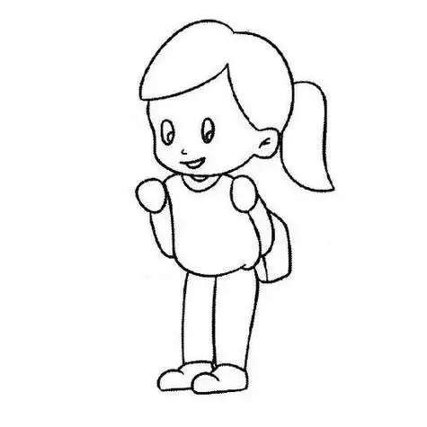 步行去学校简笔画