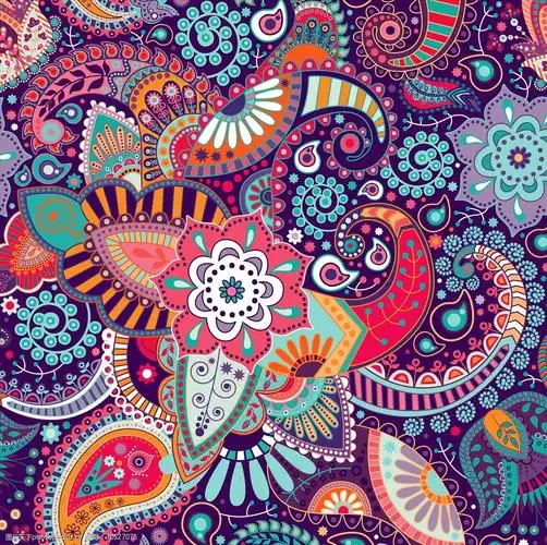 传统民族风四方连续花纹底纹图片-图行天下图库