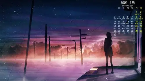 动漫星空少女2021年5月日历桌面壁纸