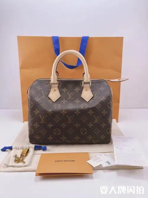louis vuitton路易威登 经典老花speedy25手提包芯片款 lv 经典老花