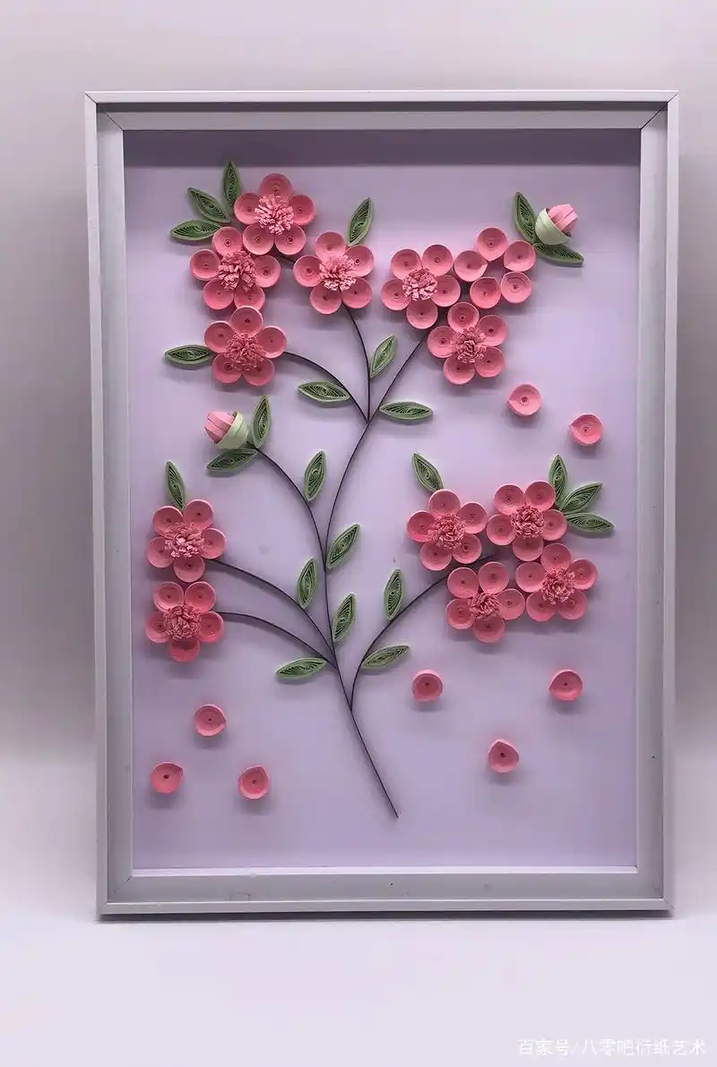 教你手工制作漂亮的衍纸画,你看这款作品像不像樱花呢?