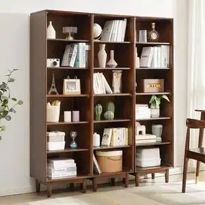 落地实木书柜木柜一体靠墙收纳储物柜现代客厅家用组合书架置物架