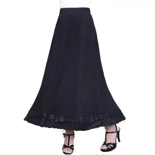 黑色2号裙长86cmxl中老年人半身裙夏季中年女装冰丝裙长裙大码妈妈装