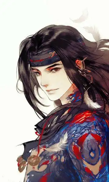 求红衣红眼黑头发的古风男