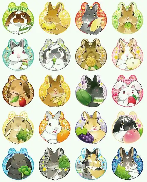 可爱兔子贴纸素材手帐