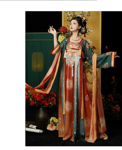 新款春夏款汉服女盛景长歌唐制坦领锦鲤刺绣破裙国风学生日常古装