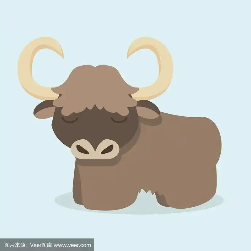 卡通可爱的牦牛