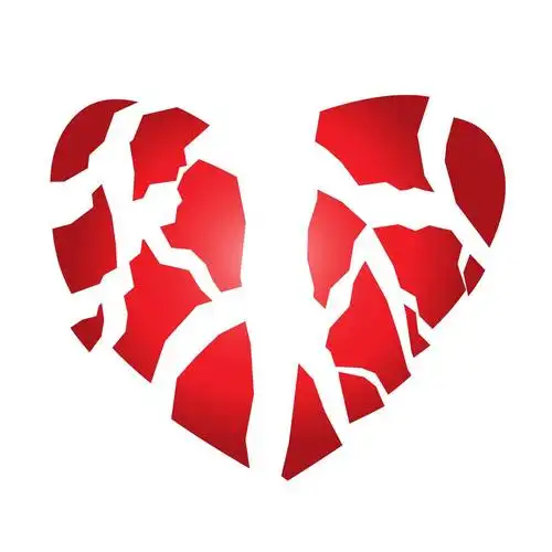 破碎的心,破碎的心在白色孤立.心脏病发作的概念