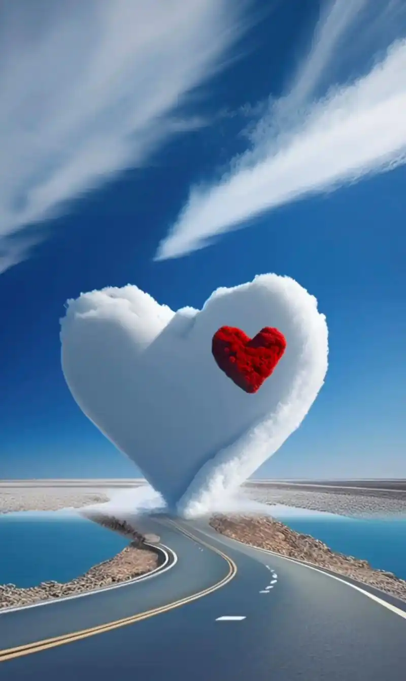 治愈系风景 #心形云 #美到极致 #唯美意境 #蓝天白云定 - 抖音