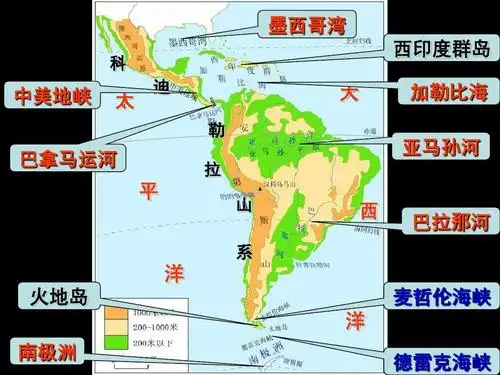 墨西哥湾 科 西印度群岛 迪 勒 中美地峡 太 大 加勒比海 亚马孙河