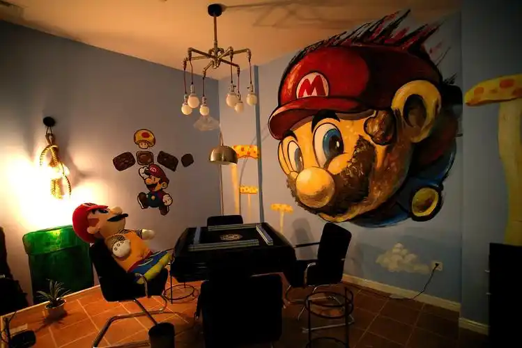 超级玛丽 包厢 墙绘 舟可手绘工作室作品