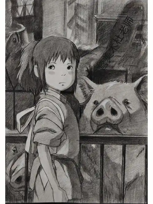 千与千寻  #炭笔  #手绘 #宫崎骏 #壁纸 @薯队长