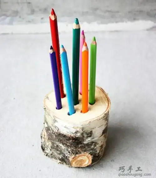 手工制作木块笔筒diy家居创意