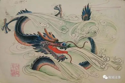 《蛟龙出海》(左下角篆书"蛟龙出海")1988年12月21日,天津的菲寄给