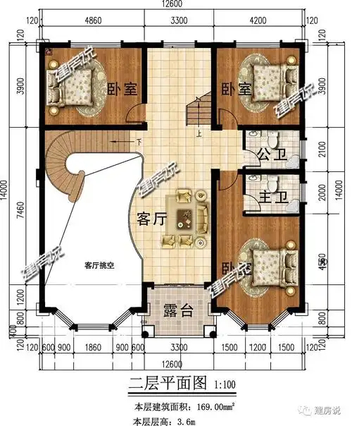 农村建房图纸面宽12米复式楼别墅布局高端上档次建在老家倍有排面