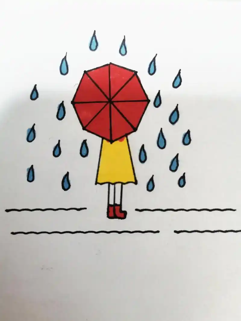 简笔画  一个十字画出雨中撑伞的小女孩,超级简单,一看就会 - 抖音