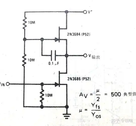 结型场效应管超高增益音频放大电路