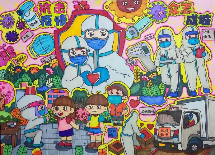 防控疫情主题画众志成城抗击疫情