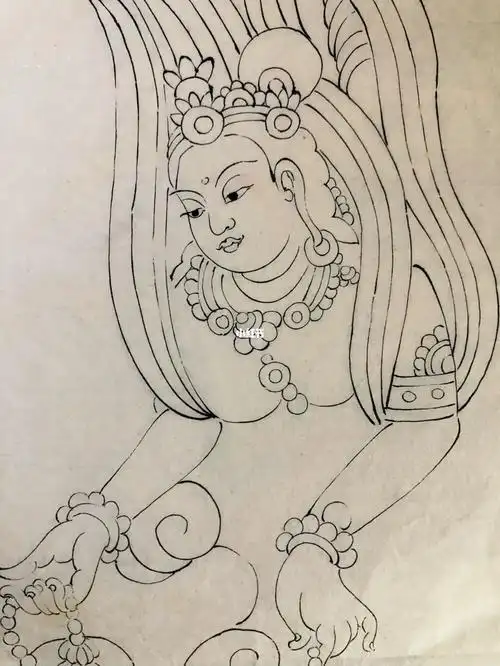 白描人物敦煌莫高窟 飞天#白描人物  #敦煌壁画  #白描