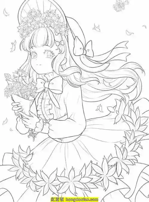 12张闪亮大眼睛公主美少女漫画涂色图片-红豆饭小学生简笔画大全