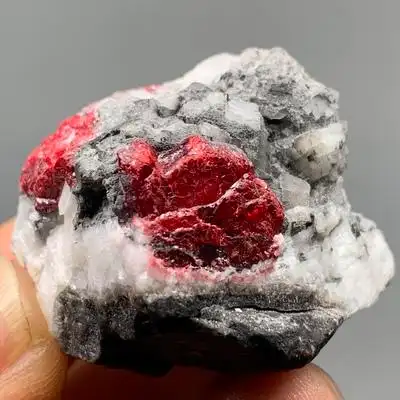 朱砂辰砂方解石原矿石天然矿物晶体教学标本奇石地质科普摆件